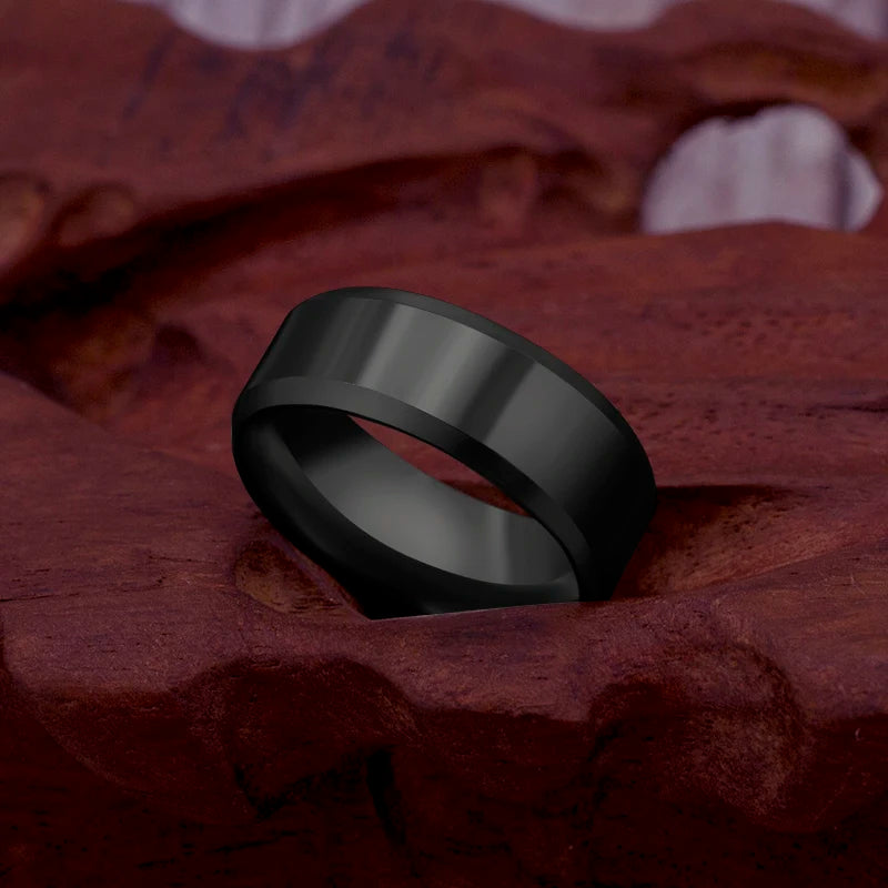 Bague de Mariage EternalBond en Titane Noir - Élégance Classique pour Homme