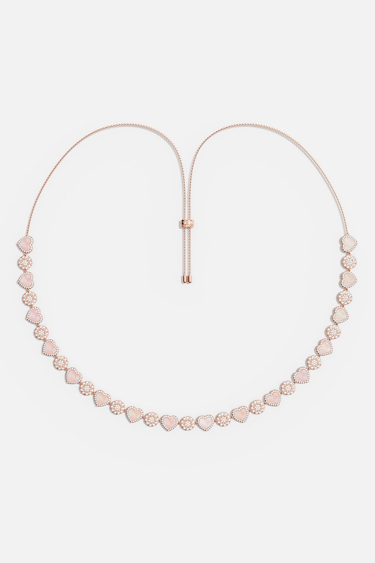 Collier Ajustable Cœurs Nacre Rose