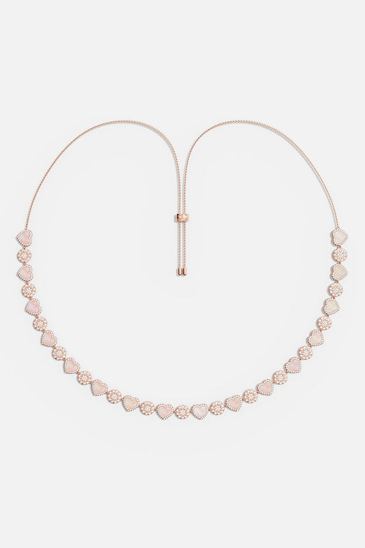 Collier Ajustable Cœurs Nacre Rose