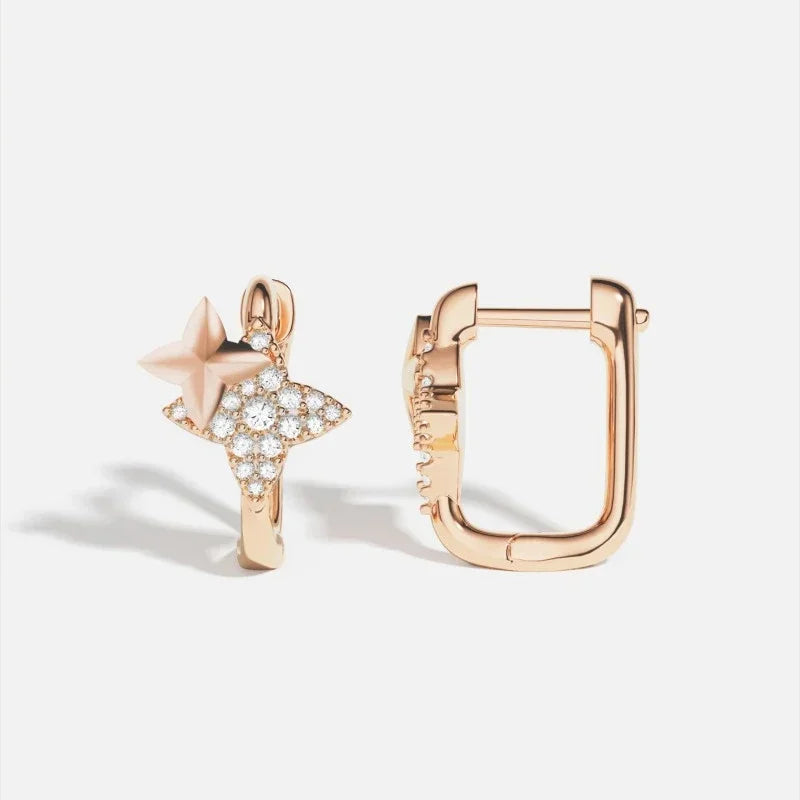Boucles d'Oreilles Créoles Étoiles en Argent ou Rose Gold – Raffinement et Éclat