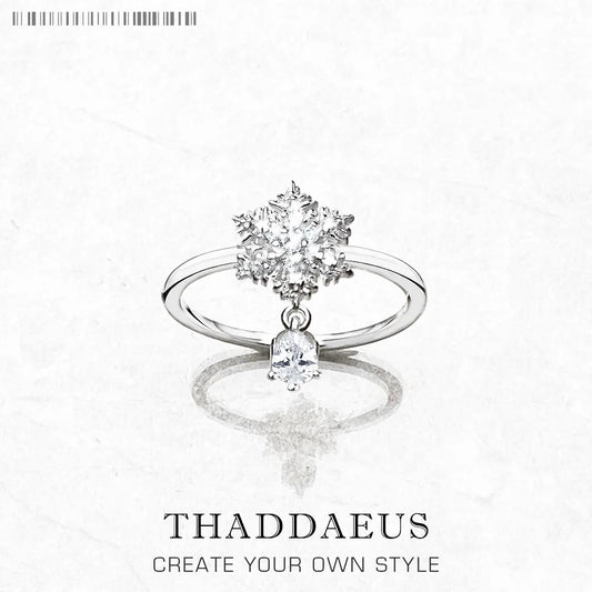Bague Flocon de Neige - Style Europe - Bijou Raffiné pour Femmes - Hiver - Cadeau Romantique - Argent Sterling 925