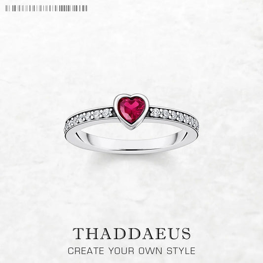 Bague Solitaire Cœur Rose en Argent Sterling 925 - Style Romantique