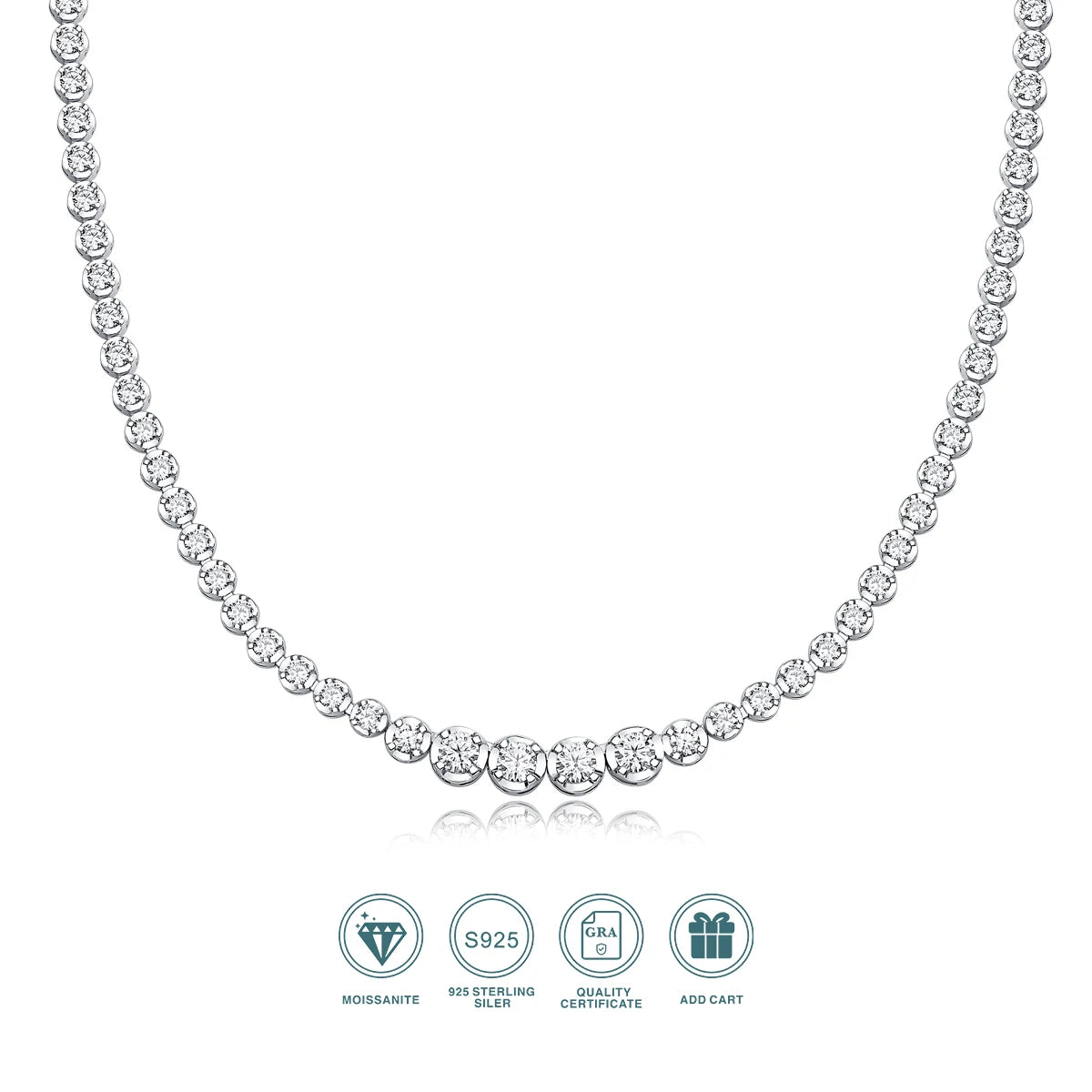 JIUZUAN 925 silver moissanite necklace 4mm casual fashion light luxury women's senior gift with certificate authentication