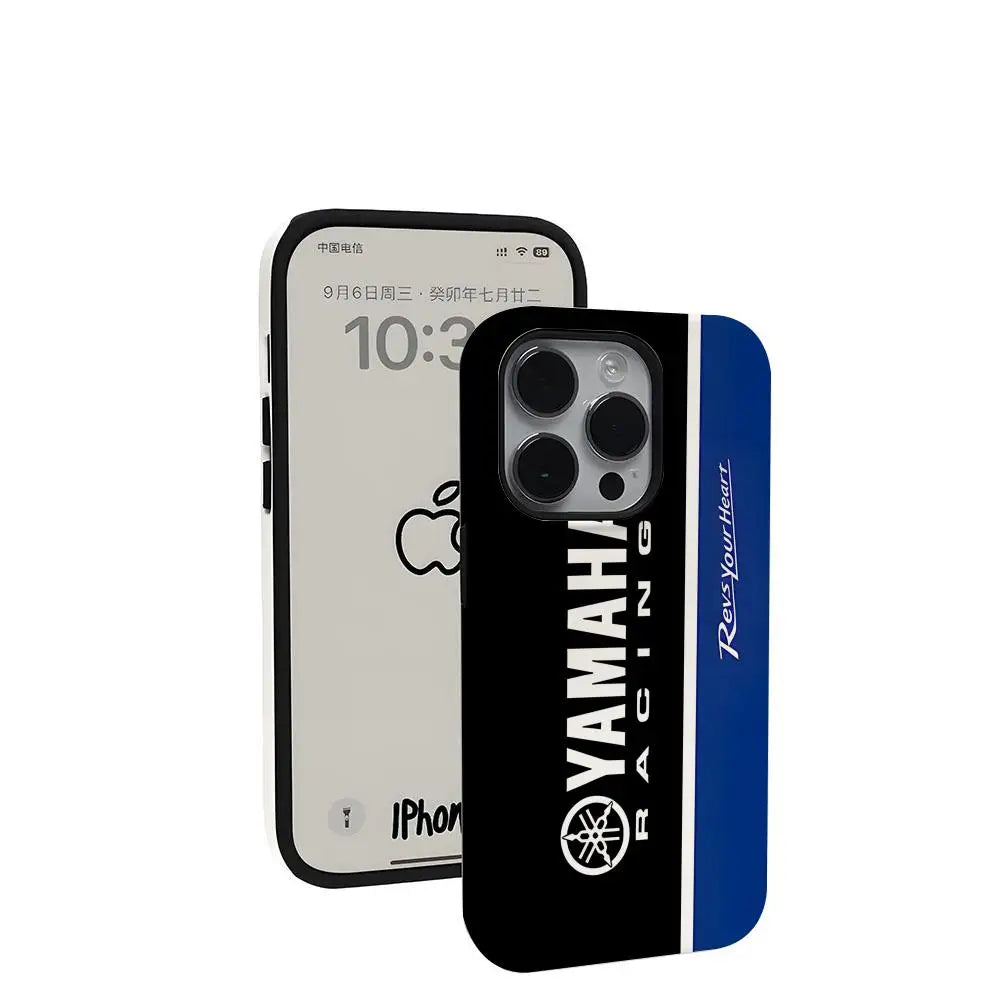 Coque Moto YAMAHA iPhone 11 à 17 – Rigide Brillante Antichoc, Pro Max, Plus, Air