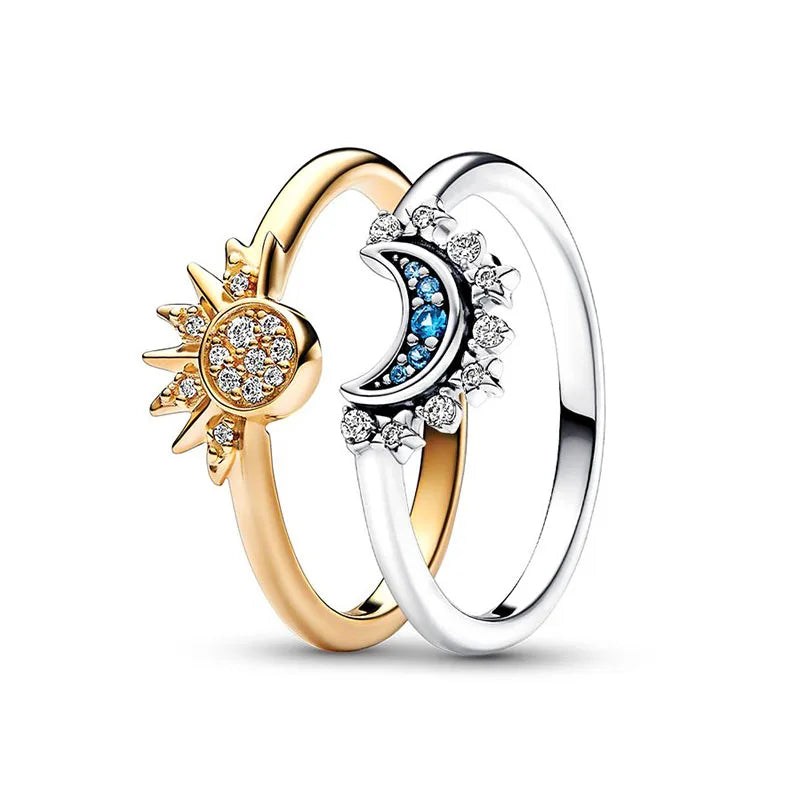 Bague Celeste Soleil & Lune bleue