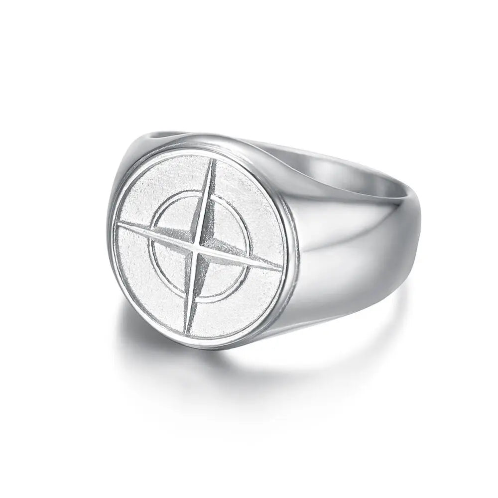 Bague Signet Marine Étoile du Nord EternalBond - Élégance Nautique en Acier Inoxydable