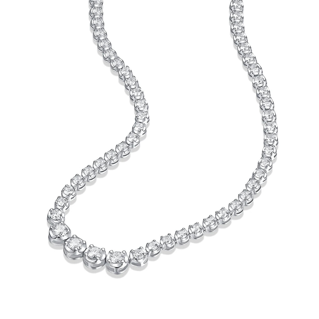 JIUZUAN 925 silver moissanite necklace 4mm casual fashion light luxury women's senior gift with certificate authentication