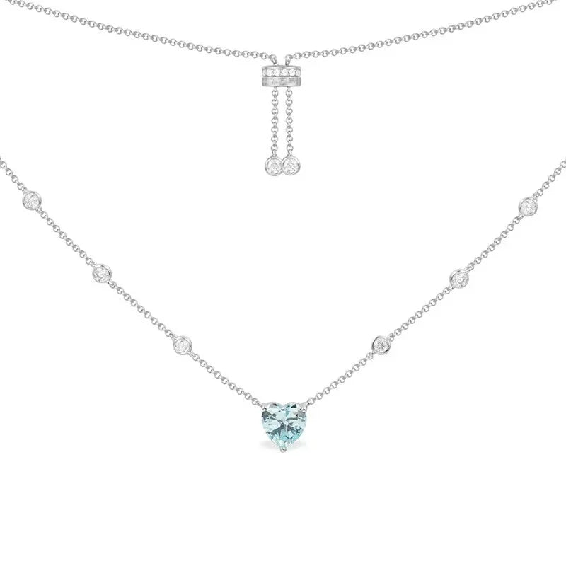 Ensemble Bijoux Cœur Diamant en Argent