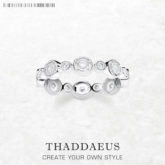 Bague en Argent Sterling 925 - Pierres Blanches Rondes