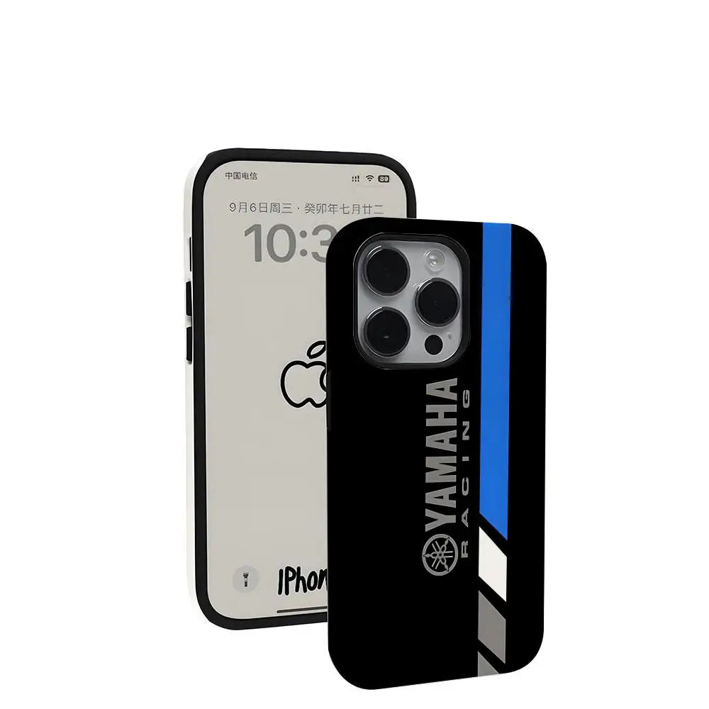 Coque Moto YAMAHA iPhone 11 à 17 – Rigide Brillante Antichoc, Pro Max, Plus, Air