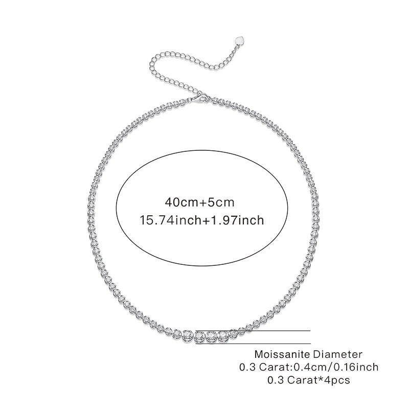 JIUZUAN 925 silver moissanite necklace 4mm casual fashion light luxury women's senior gift with certificate authentication