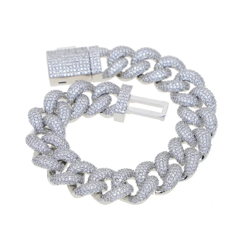 Bracelet Chaîne Cubaine Iced Out en Zircone Cubique