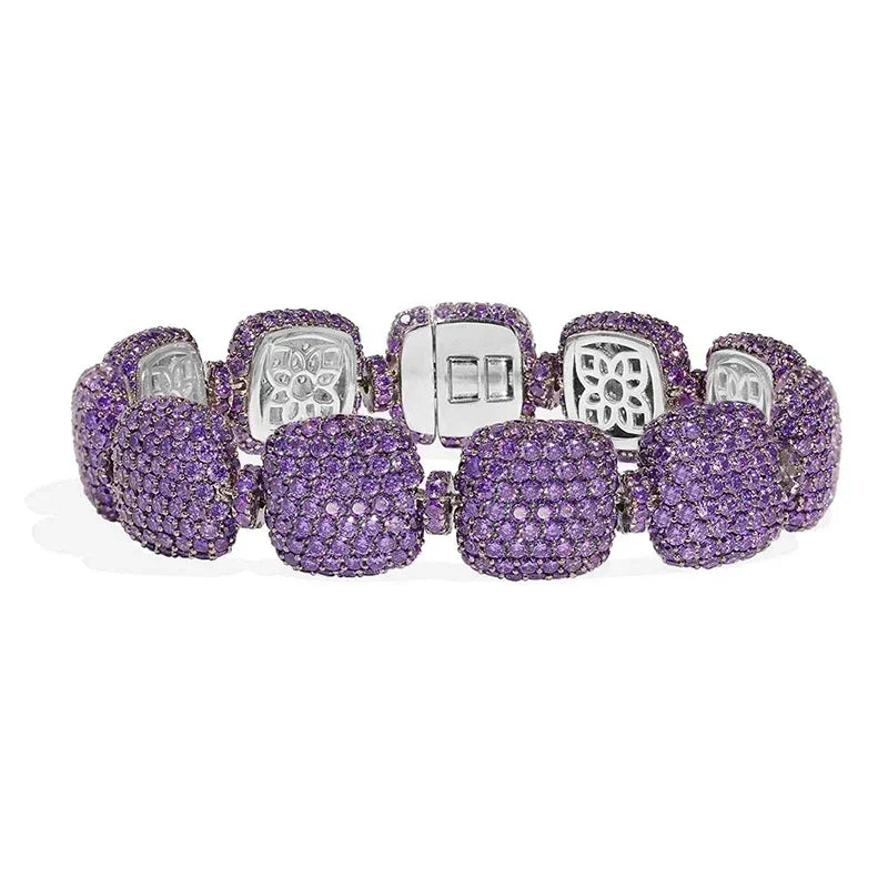 925 Silver December 2023 New Magenta Green Purple Diamond Earrings Necklace Bracelet Ring For Women Luxury Designer Jewelry