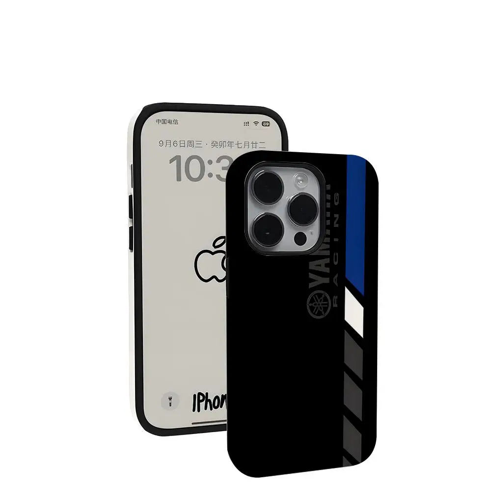 Coque Moto YAMAHA iPhone 11 à 17 – Rigide Brillante Antichoc, Pro Max, Plus, Air
