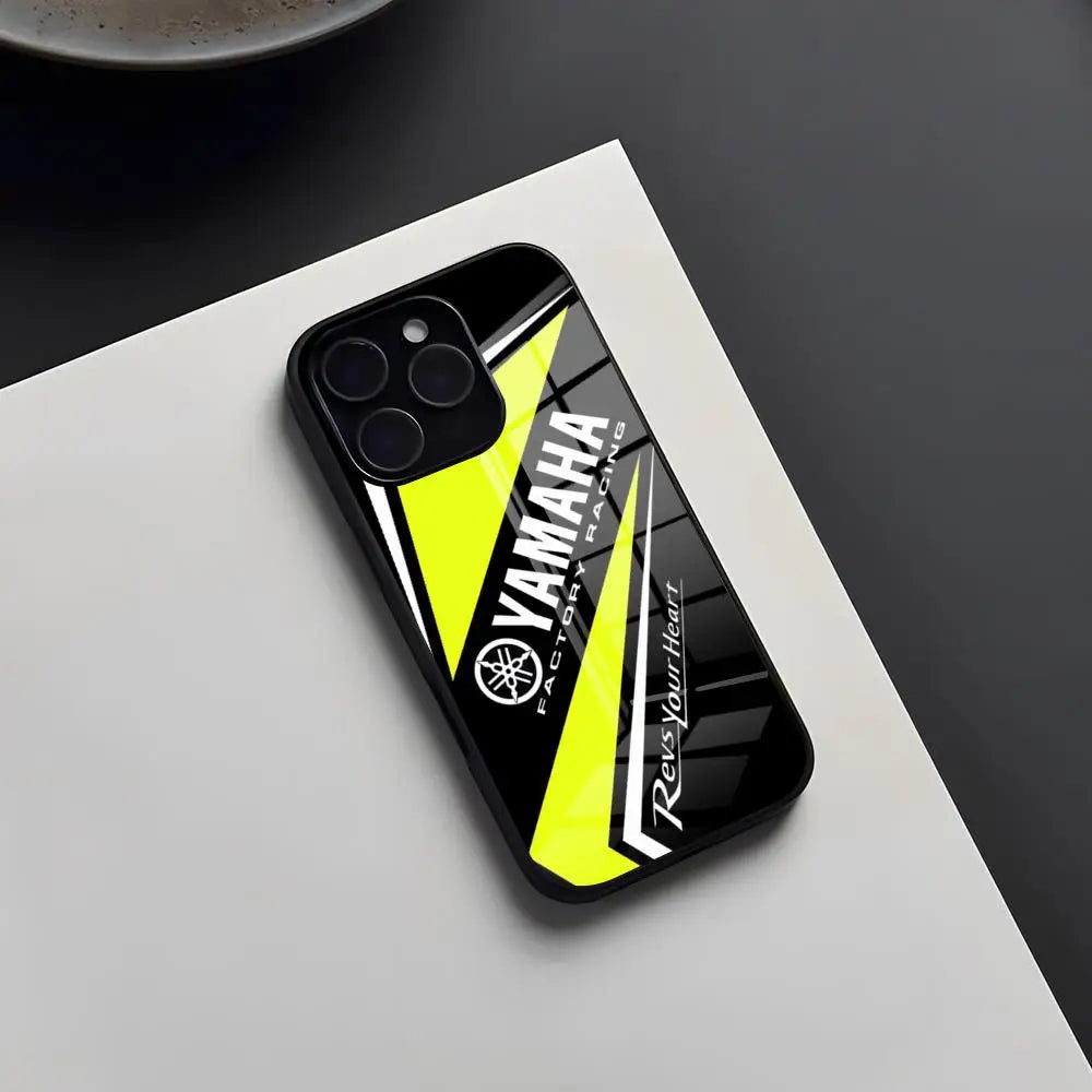 Coque en Verre YAMAHA pour iPhone 11 à 17 – Pro, Pro Max, Plus
