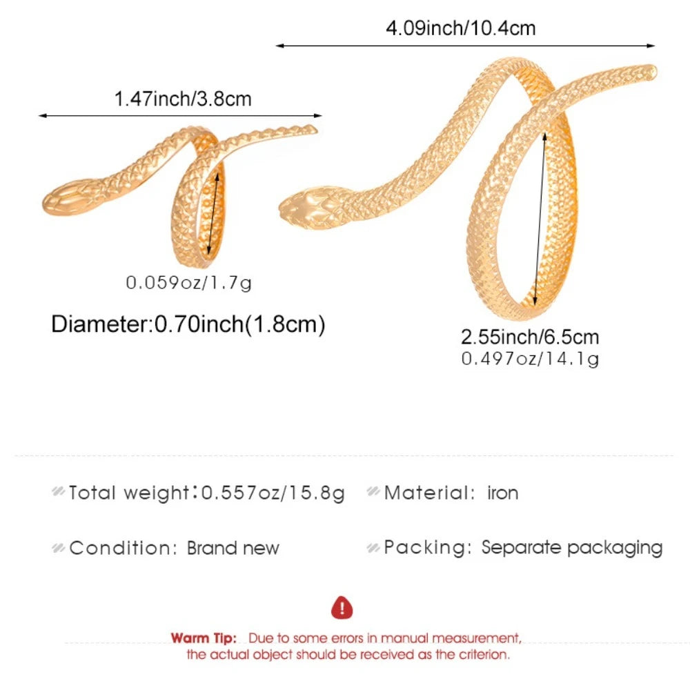 Set Bracelet & Bague Serpent Vintage – Style Punk Ajustable Or & Argent