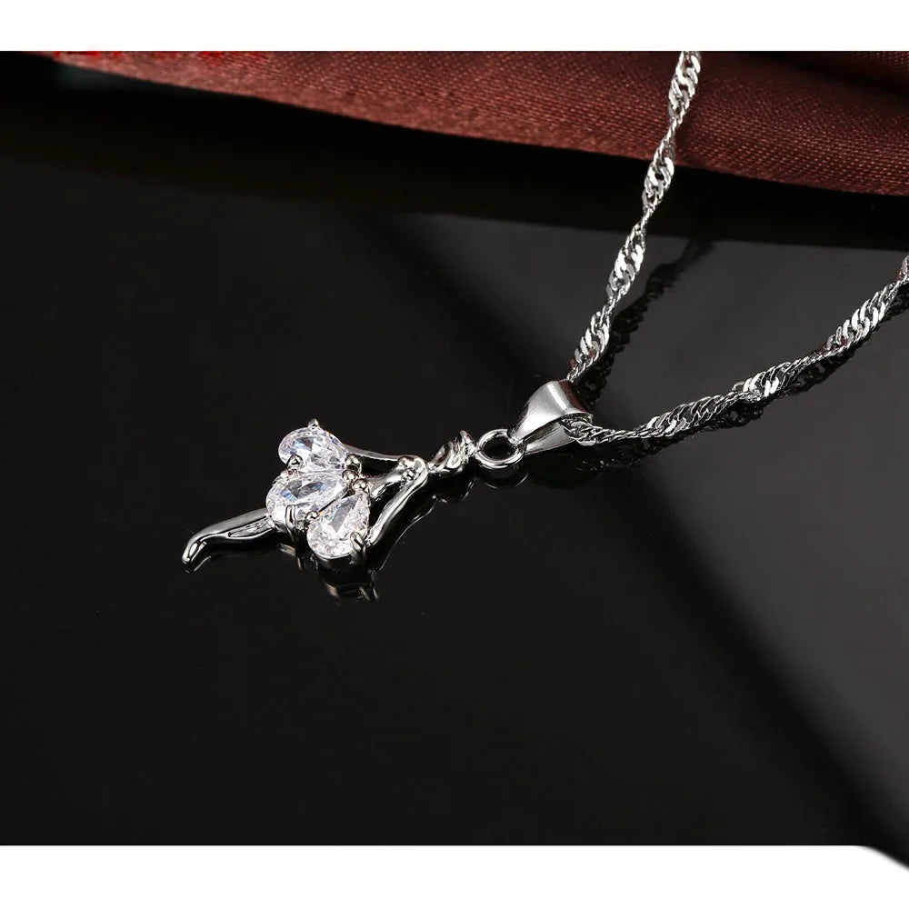 Ensemble de Bijoux de Mariée en Argent Sterling 925 avec Cristaux de Zircone Cubique en Forme de Danseuse Mignonne