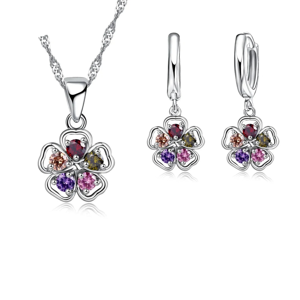 nsemble de Bijoux Nuptiaux Fleur Papillon en Argent
