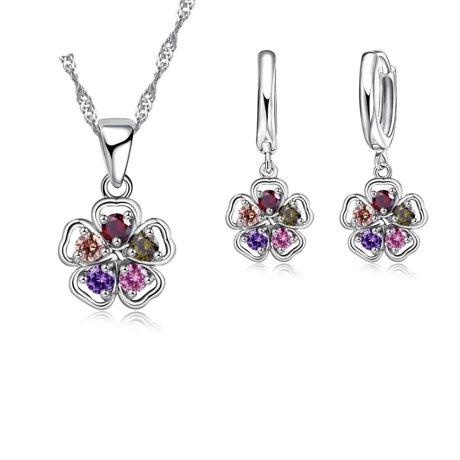 nsemble de Bijoux Nuptiaux Fleur Papillon en Argent