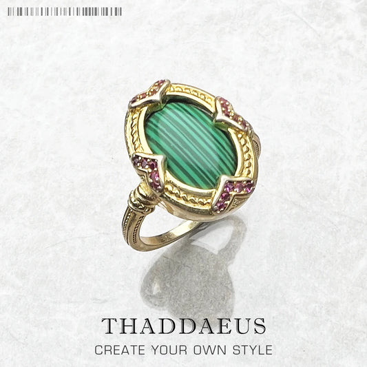 Bague Élégante Pierre Verte Ovale Or, Style Européen Bijoux de Luxe pour Femmes Été Nouveau Vintage Argent Sterling 925 Cadeau