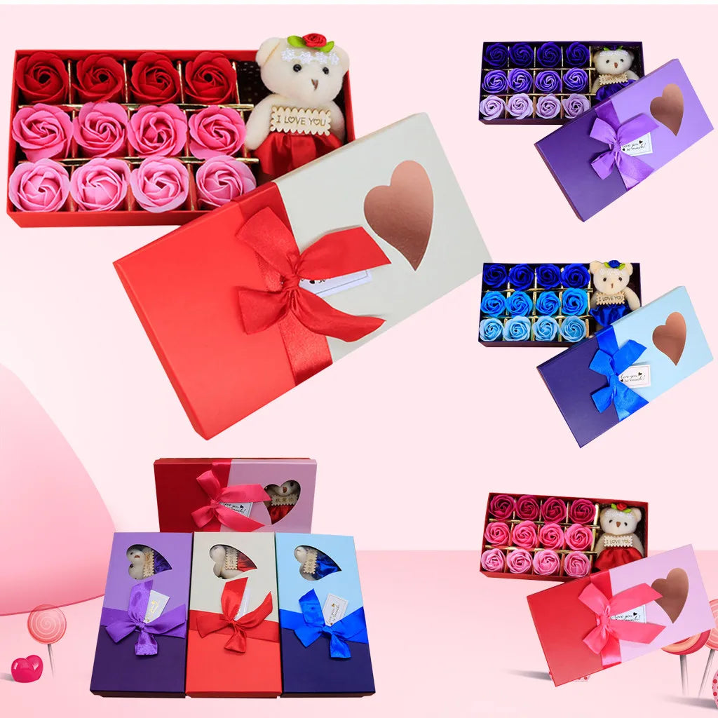 12 pièces de savons parfumés en forme de fleurs, coffret cadeau de roses, bouquet de fête