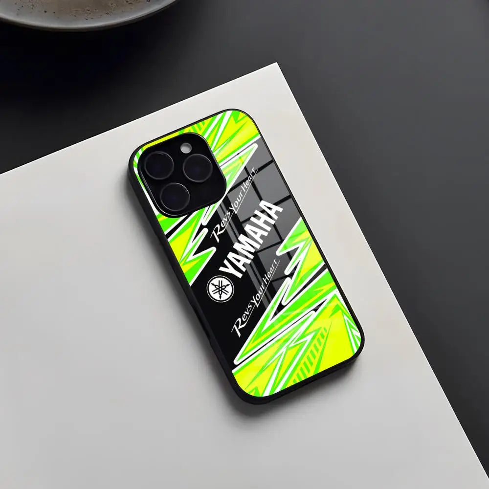Coque en Verre YAMAHA pour iPhone 11 à 17 – Pro, Pro Max, Plus