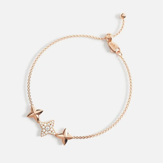 Bracelet Étoiles en Or Rose - Design Fin avec Cristaux Étincelants