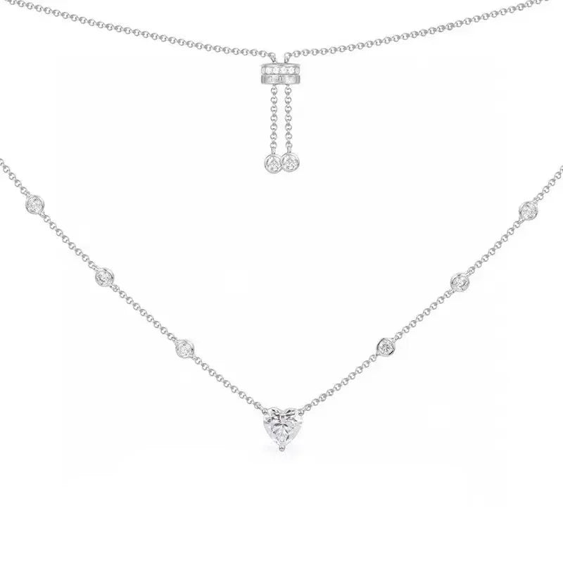 Ensemble Bijoux Cœur Diamant en Argent