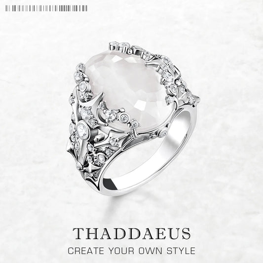 Bague de cocktail Rays of Sun - Pierre ovale - Nouveauté hiver - Bijou de luxe pour femmes - Cadeau romantique en argent sterling 925