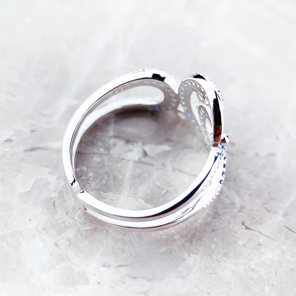 Anneau Vague avec Pierres Bleues - Nouveauté - Fine Joaillerie - Argent Sterling 925 Pur - Tendance - Cadeau pour Femmes