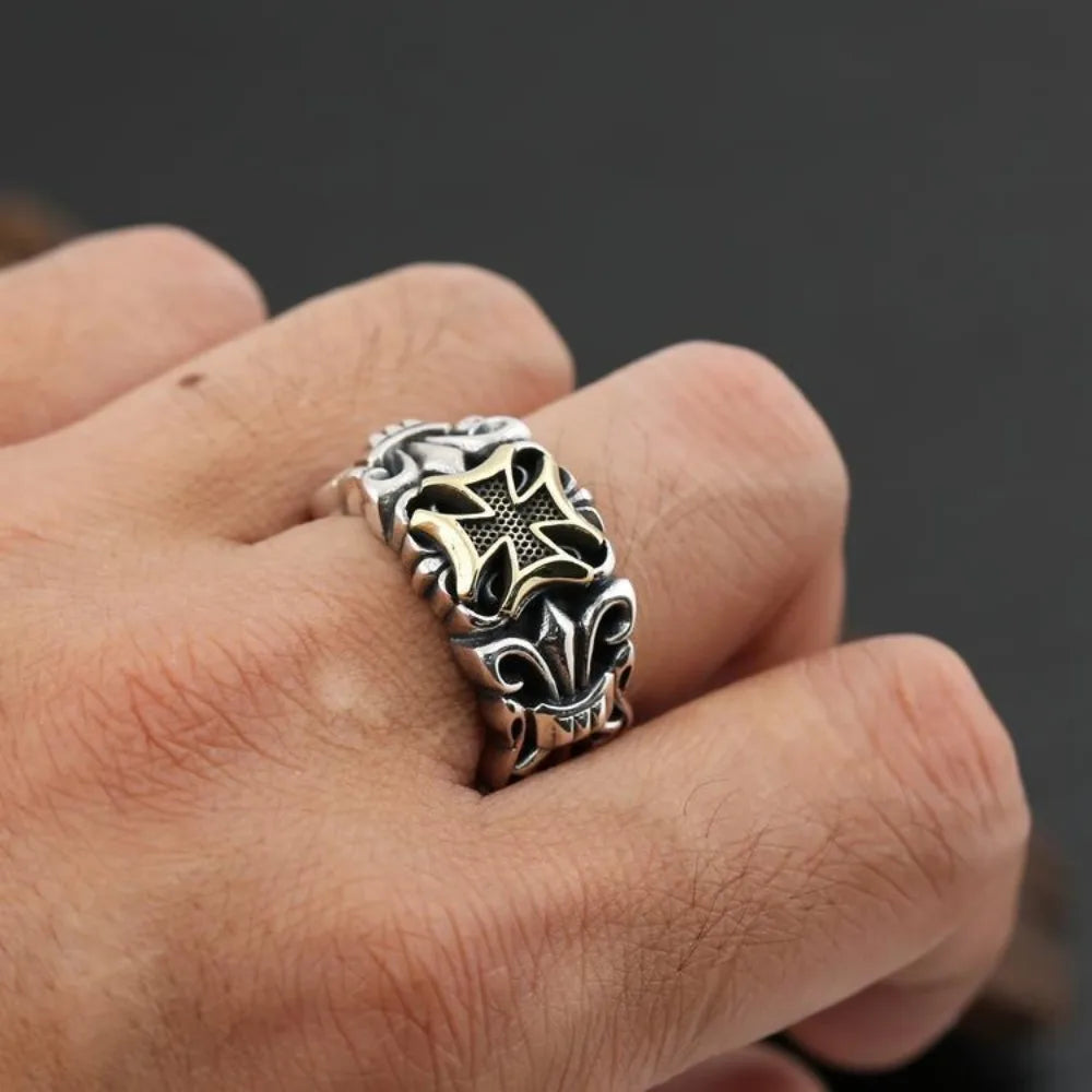 Bague Croix Ajustable EternalBond - Style Gothique et Punk pour Hommes