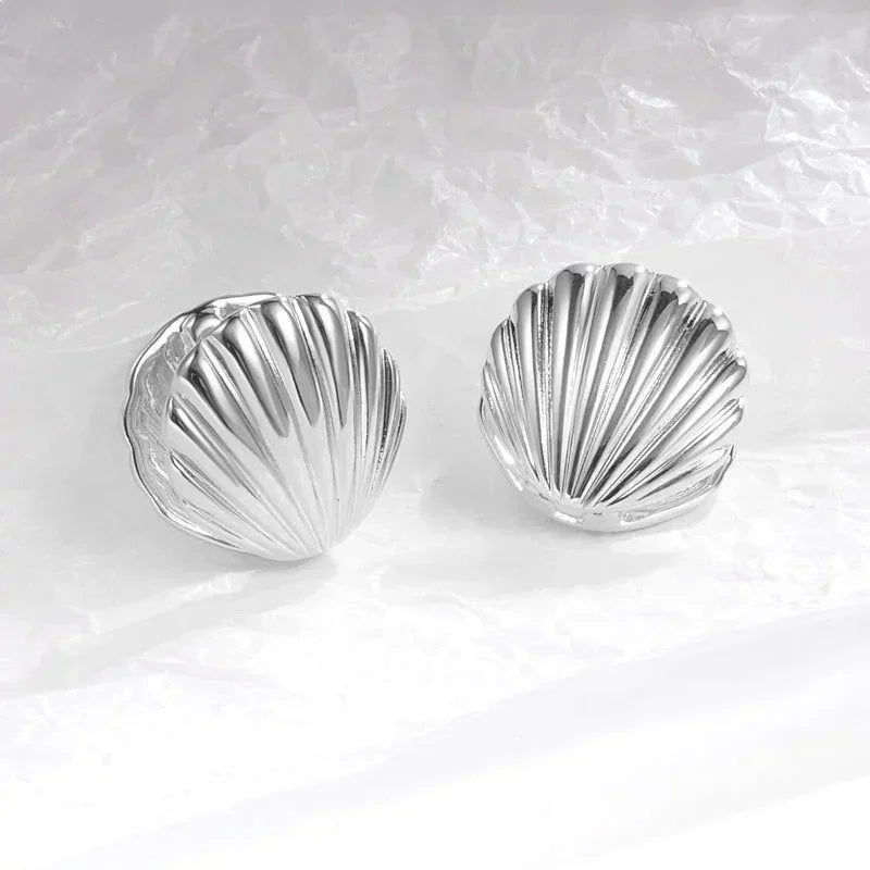 New Exaggeration Ocean Shell Texture Stud Earrings for Women Trendy Accessories Personalization Jewelry Earrings Daily Wear