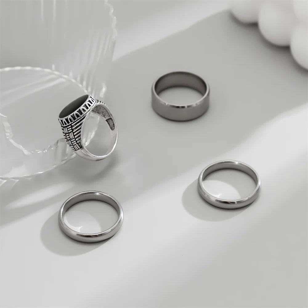 Ensemble de Bagues Géométriques Vintage EternalBond - Accessoires de Mode Punk Hip Hop pour Hommes et Femmes