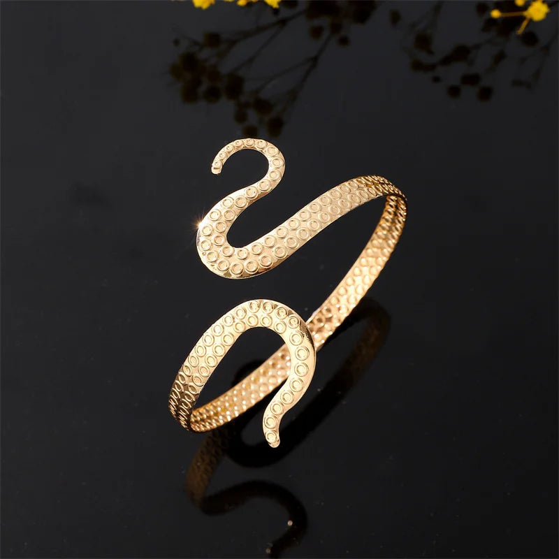 Vintage Simple Upper Arm Bracelet for Women Exaggerated Personality Octopus Animal Snake Shaped Open Cuff Bangle Fashion Jewelry