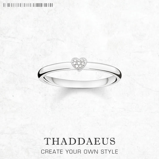Bague Cœur d'Amour - Style Européen - Bijou Raffiné pour Femmes - Cadeau Romantique d'Été en Argent Sterling 925