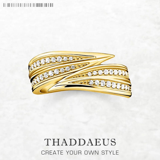 Ring Leaves Europe Style Fine Jewerly For Women Brand New Trendy Gift In Pure 925 Sterling Silver