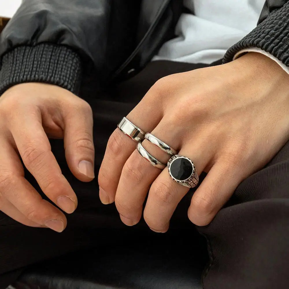 Ensemble de Bagues Géométriques Vintage EternalBond - Accessoires de Mode Punk Hip Hop pour Hommes et Femmes