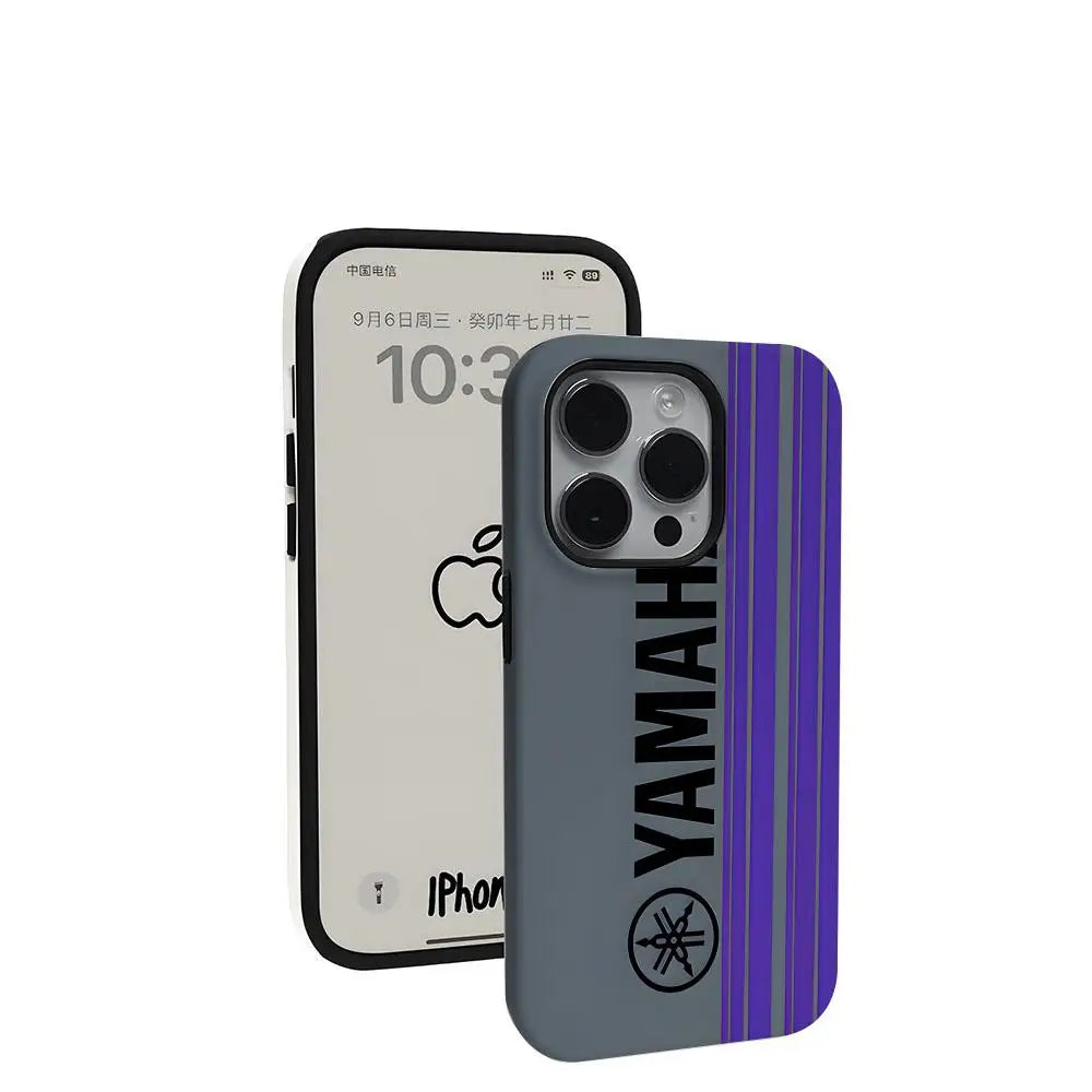 Coque Moto YAMAHA iPhone 11 à 17 – Rigide Brillante Antichoc, Pro Max, Plus, Air