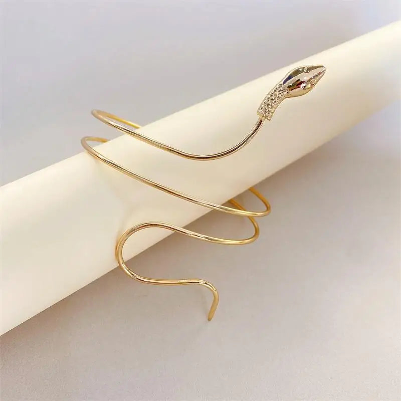 2023 Punk Coiled Snake Spiral Upper Arm Cuff Armlet Armband Bangle Women Jewelry Egypt Swirl Snake Arm Cuff Armlet Bracelet