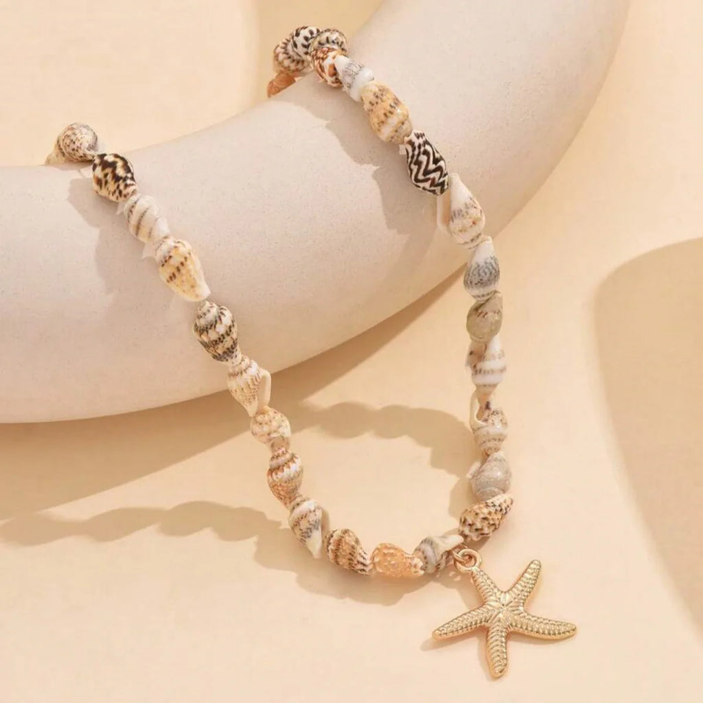 Bohemia Multicolour Bead Shell Pendant Necklace for Women Fashion Summer Adjustable Geometric Jewelry Holiday Beach Gift