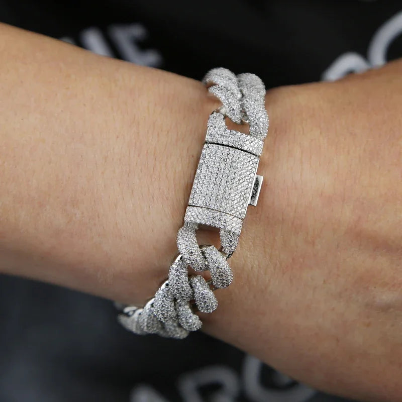 Bracelet Chaîne Cubaine Iced Out en Zircone Cubique