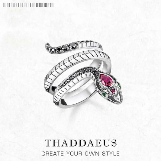 Bague Serpent Pierres Noires Style Europe Classique Bijoux Raffinés Pour Femmes, Cadeau Neuf En Argent Sterling 925 Pur