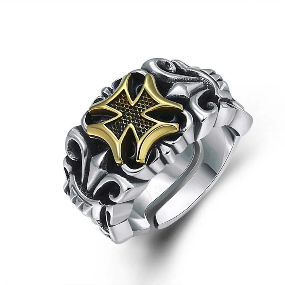 Bague Croix Ajustable EternalBond - Style Gothique et Punk pour Hommes