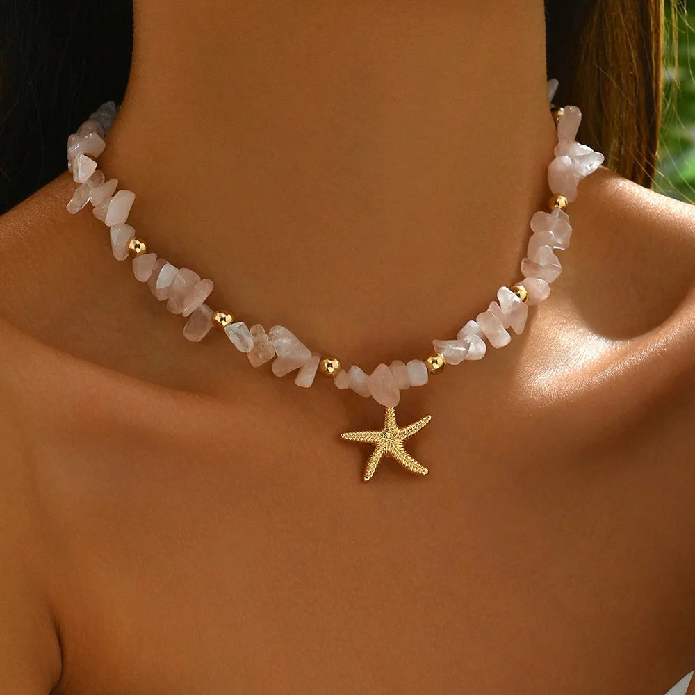 Fashionable  Natural Seashell Beaded Necklace Shell Pendant Ocean Inspired Jewelry Choker Suitable For Women Holiday Party Daily