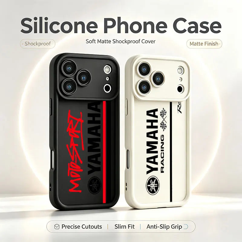 Coque Moto YAMAHA iPhone 11 à 17 – Silicone Souple Antichoc, Pro Max, Plus, Mini