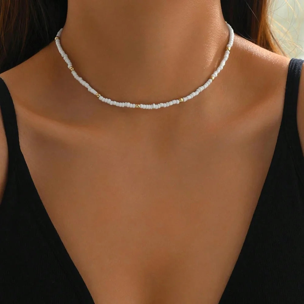 Fashionable  Natural Seashell Beaded Necklace Shell Pendant Ocean Inspired Jewelry Choker Suitable For Women Holiday Party Daily