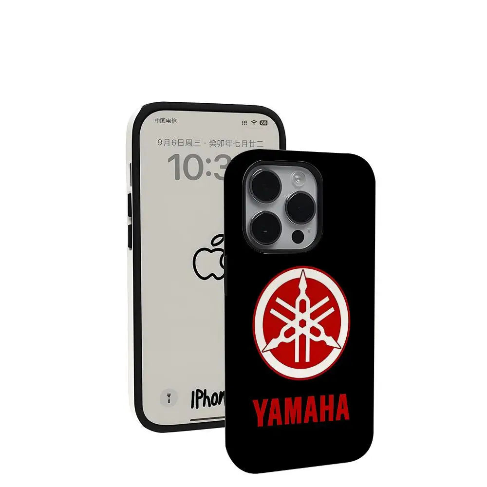 Coque Moto YAMAHA iPhone 11 à 17 – Rigide Brillante Antichoc, Pro Max, Plus, Air