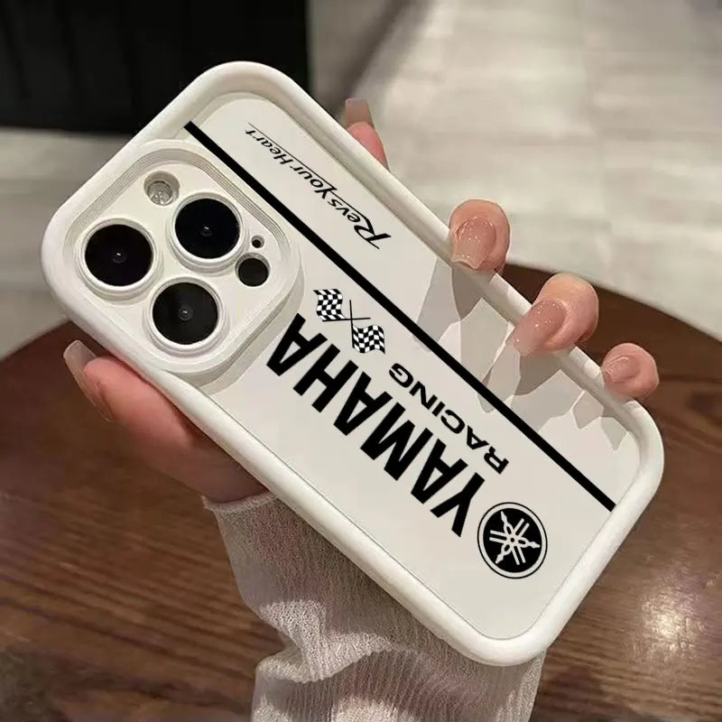 Coque Moto YAMAHA iPhone 11 à 17 – Silicone Souple Antichoc, Pro Max, Plus, Mini
