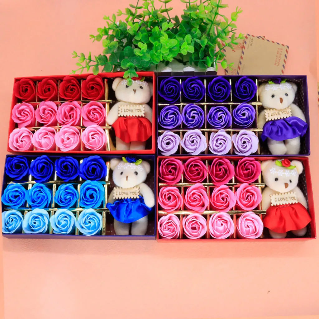 12 pièces de savons parfumés en forme de fleurs, coffret cadeau de roses, bouquet de fête