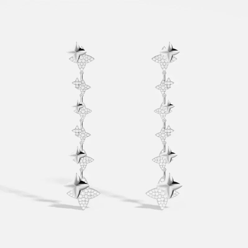 Boucles d'Oreilles Pendantes Étoiles en Argent ou Rose Gold – Élégance Étincelante